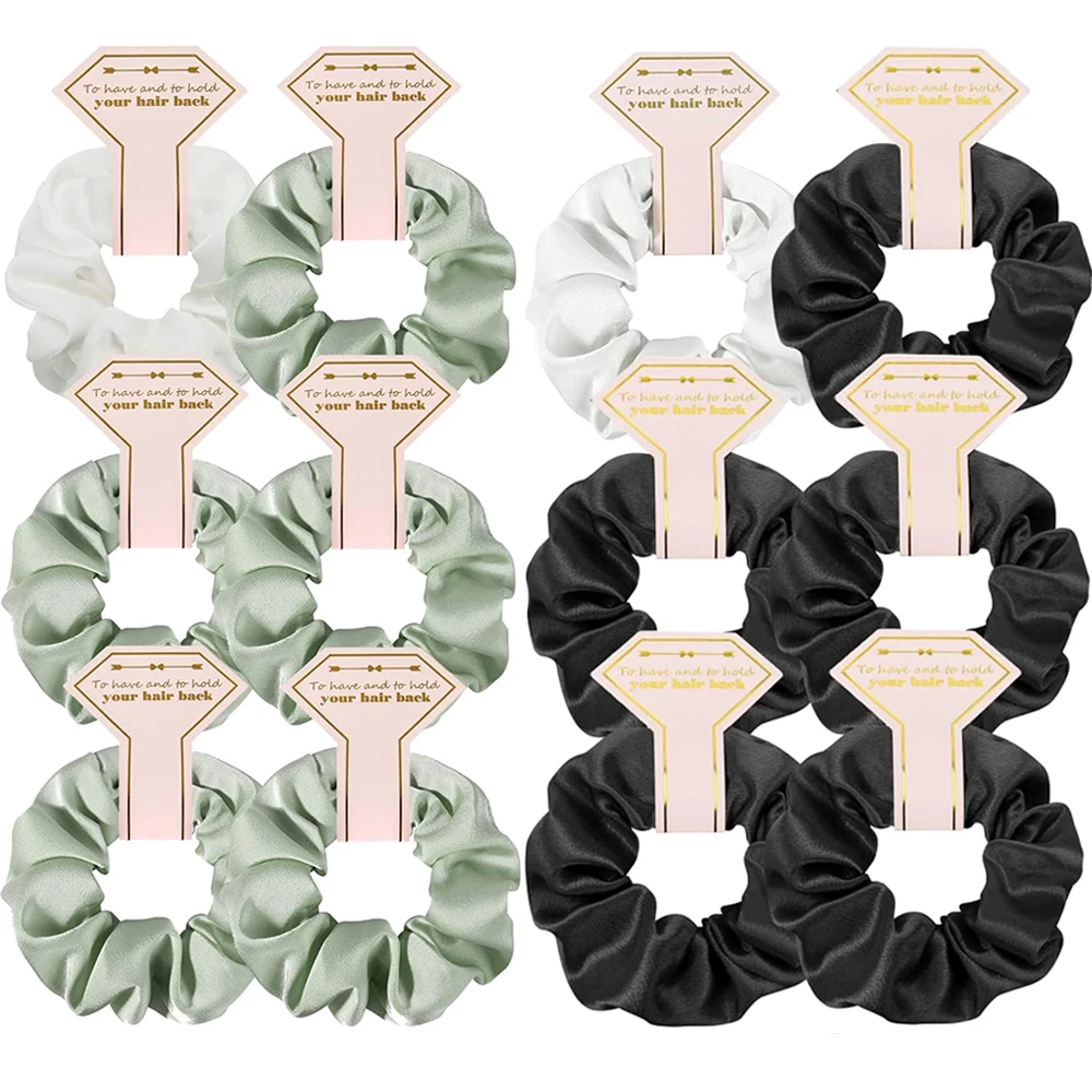 6Pcs Bridesmaid Gifts Satin Hair Ties Scrunchies Elastic Intestine Hairbands Wedding Bachelorette Party Favors Women Accessories