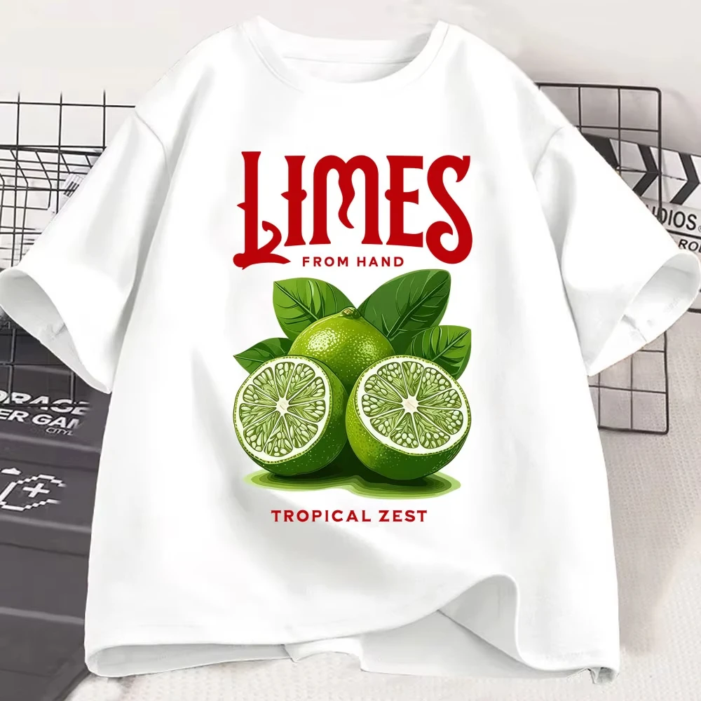 Funny Limes From Hand Tropical Zest Graphic T-Shirts Men Women Fashion Aesthetic Y2k T Shirts Oversized Cotton Casual Tees Gifts