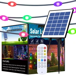 Solar Christmas light string with 20 meter warm white light/illusory remote control, rechargeable garden Christmas decoration.