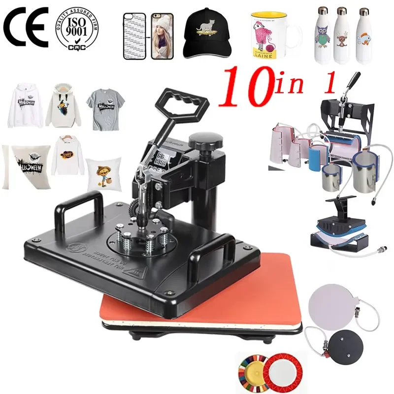 2024 High Quality Multifunctional Combo 10 in 1 Heat Press Sublimation Machine With Mug Plate Hat Press for T-Shirt