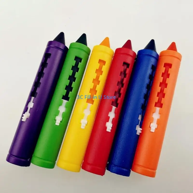 G8TA Washable For Toddlers 6 Color Easy to Grip Crayon with Pen Holder For Kids Aged 3 Coloring Doodling Art Drawing