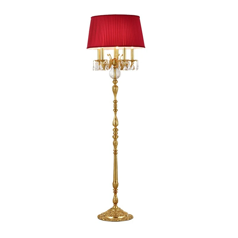

French classical floor lamp, European retro fabric lamp, living room bedroom floor lamp