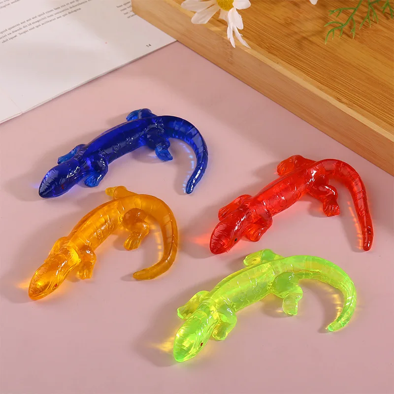 Novelty Simulation Sticky Lizard TPR Toy Slow Rebound Children Stress Relief Toys Sticky Wall Toys Halloween Prank Props Gadgets