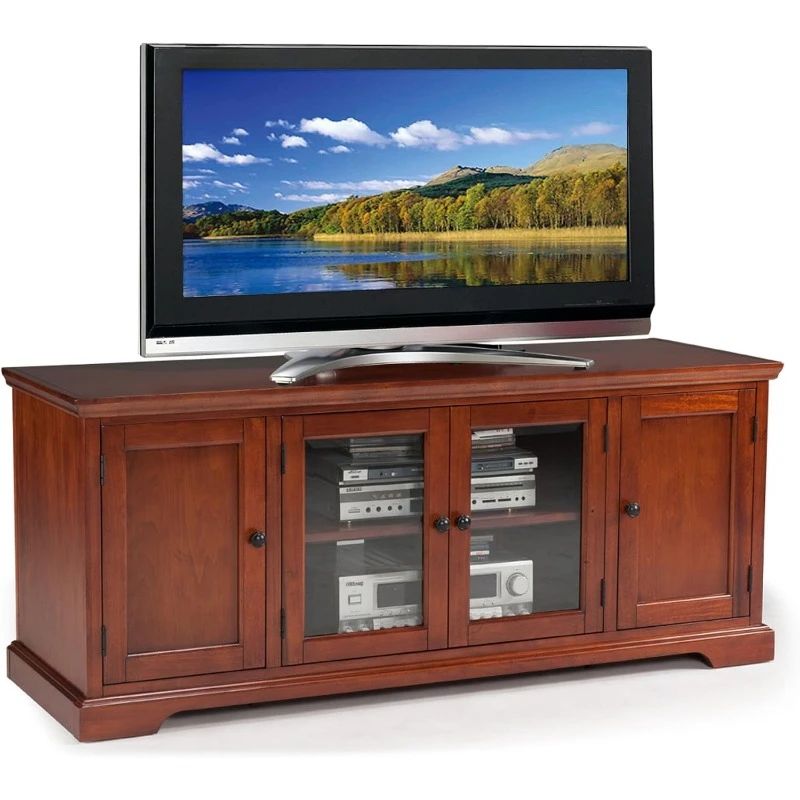 Solid Wood Four Door Corner TV Stand For 60