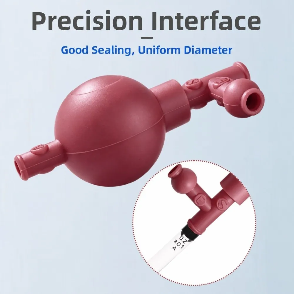 2 Pcs Flexible Rubber Three Way Pipette Bulb 2 Pieces Per Pack Three Port Structure 3 Way Pipette Filler Transparent Air Valve