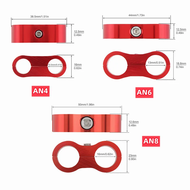 AN4 AN6 AN8 AN10 AN12 Oil Fuel Water Hose Tube Seprator Divider Clamp  Aluminum Hose Fitting Adapter Mounting Clamps