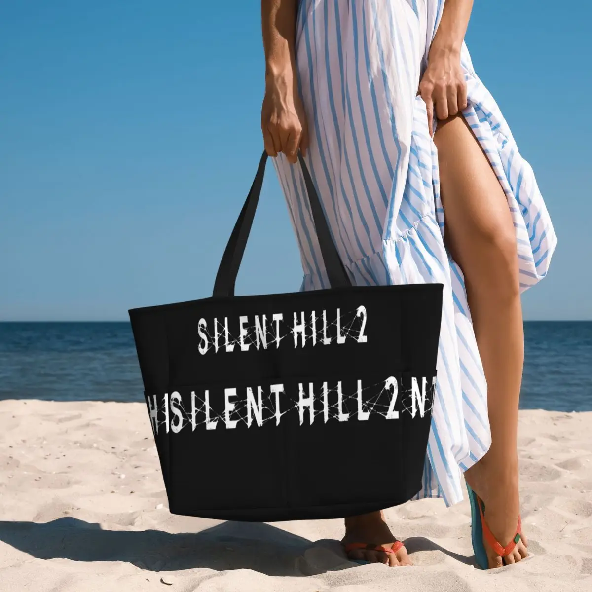 

Silent Hill F Horror Game Beach Tote Bag Sport Gym Yoga Duffle Large Tote Bag Women Travel Bag Fitness bag