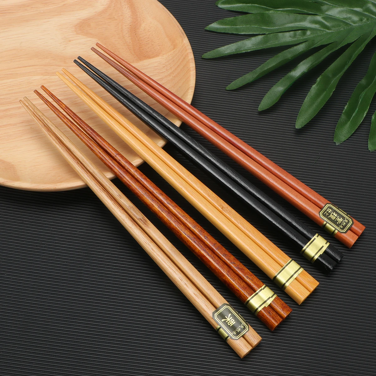 

5 Pairs Wooden Chopsticks Vintage Bamboo Reusable Home Tableware Essential Pot BBQ Lightweight Smooth Crafted