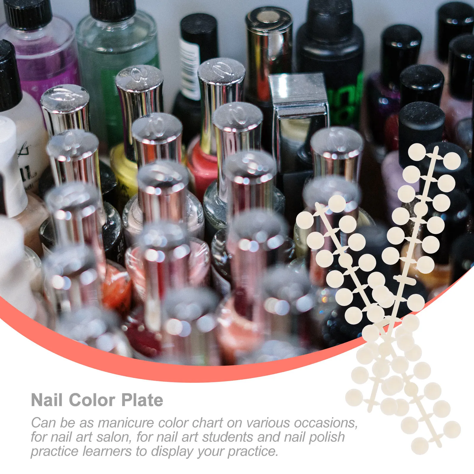 

Round Tips Chart 4 Sets Color Sample Board Durable Plastic Plate Nail Art Display Tool Fashion Nail Polish Chart Board