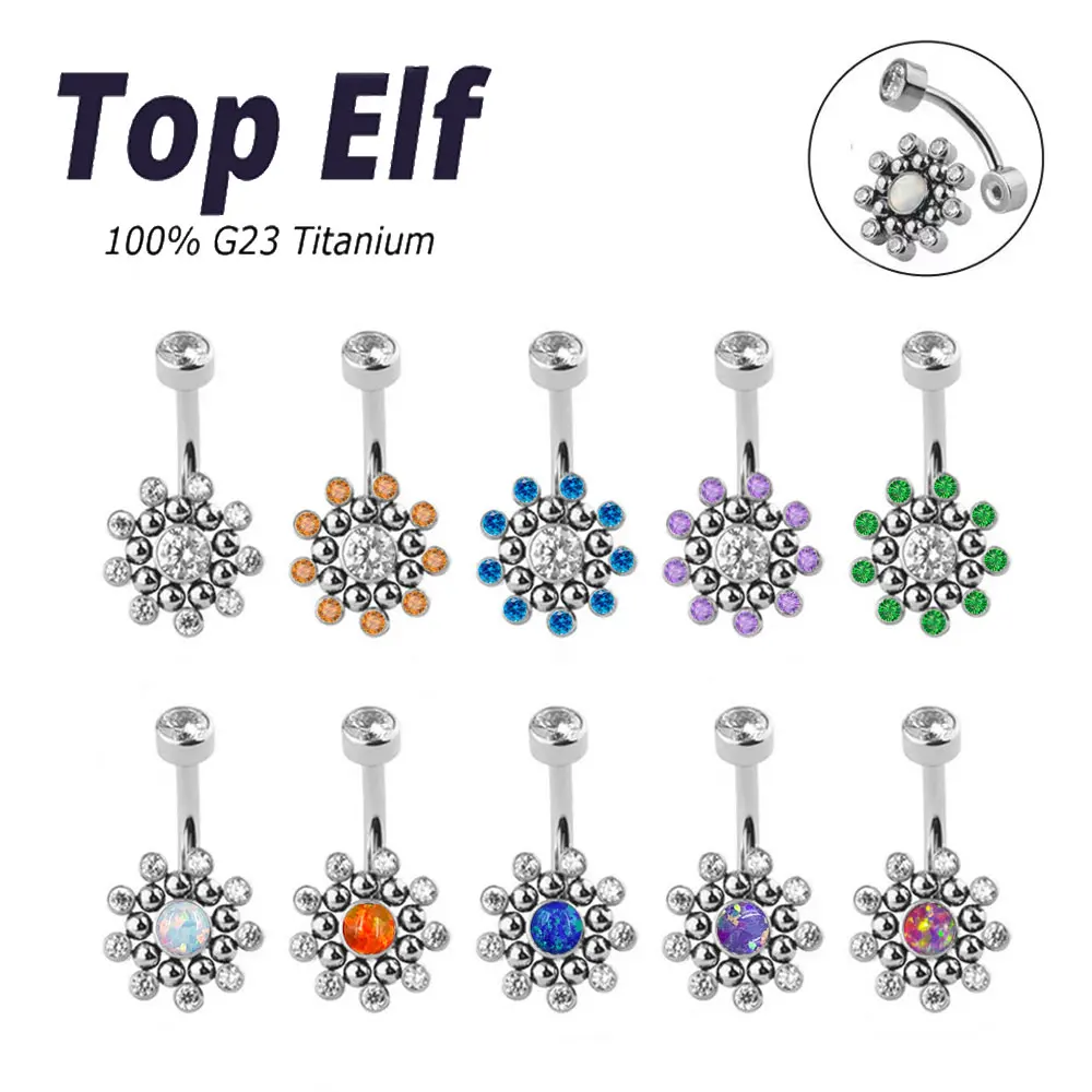 ASTM F136 Titanium Belly Button Clear Zircon Bezel Piercing 14G Internally Threaded Navel Ring Body Jewelry