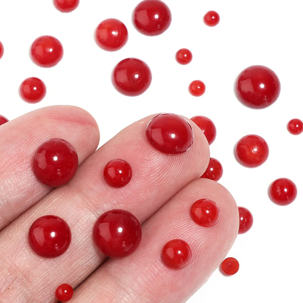 1-10Pcs Red Coral Cabochon Beads Round Shape Natural Cabochon Beads for DIY Jewelry Making Bracelets Necklace Rings Accessories