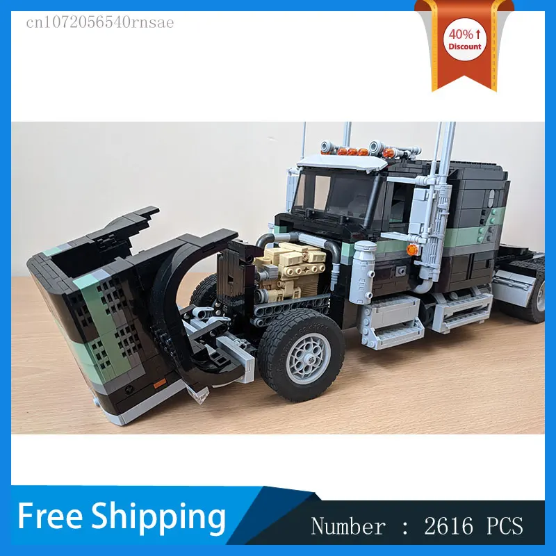 MOC Bausteine Lkw Anhänger Transport Fahrzeug Auto Modell Kreative Montage Spielzeug Weihnachten Geschenk Geburtstag Geschenke DIY Ziegel