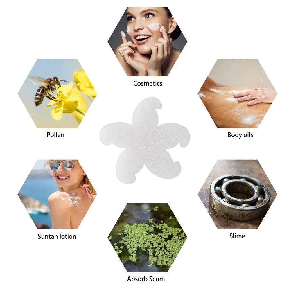 

10pcs Flower Shape Oil Absorbing Sponge High Efficiency Pool Filter Sponge Multi-Purpose Cosmeticsdurable For Home Spas White