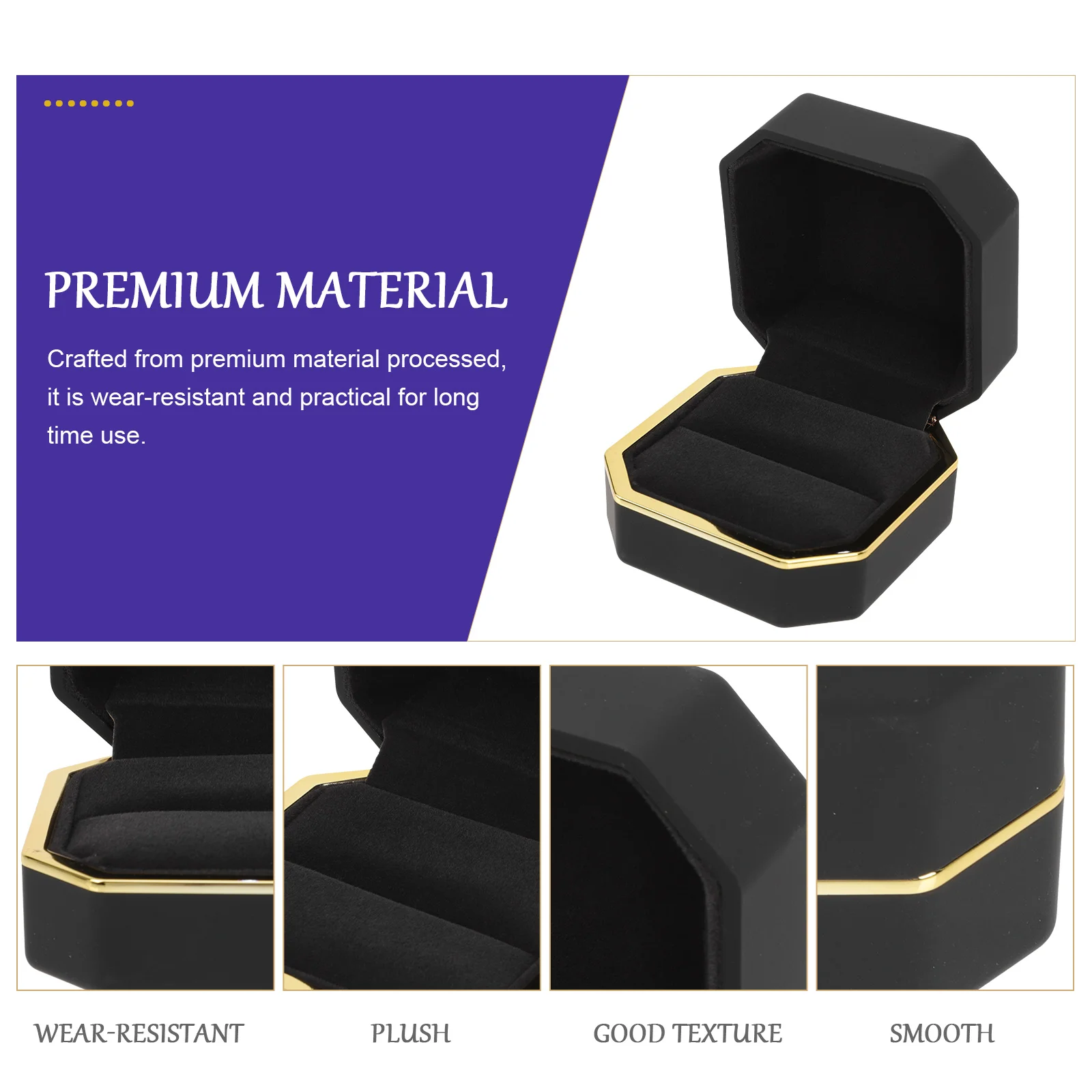 

LED Ring Case Glowing Jewelry ganizer Proposal Gift Box Lighted Container Display Bracket Premium Material Wear Resistant Long