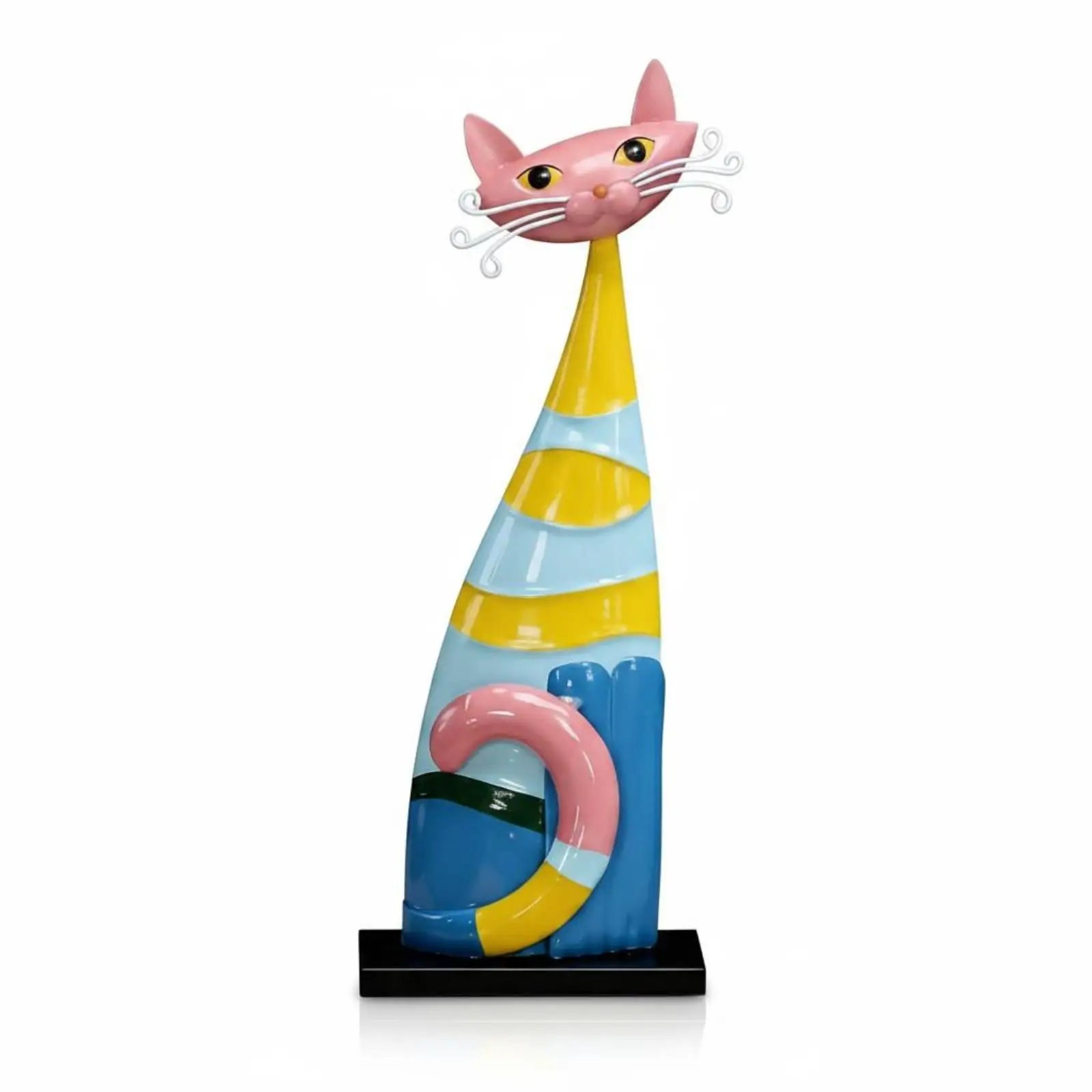 abstract-feline-sculpture-creative-decorative-piece-colorful-for-entryway-study