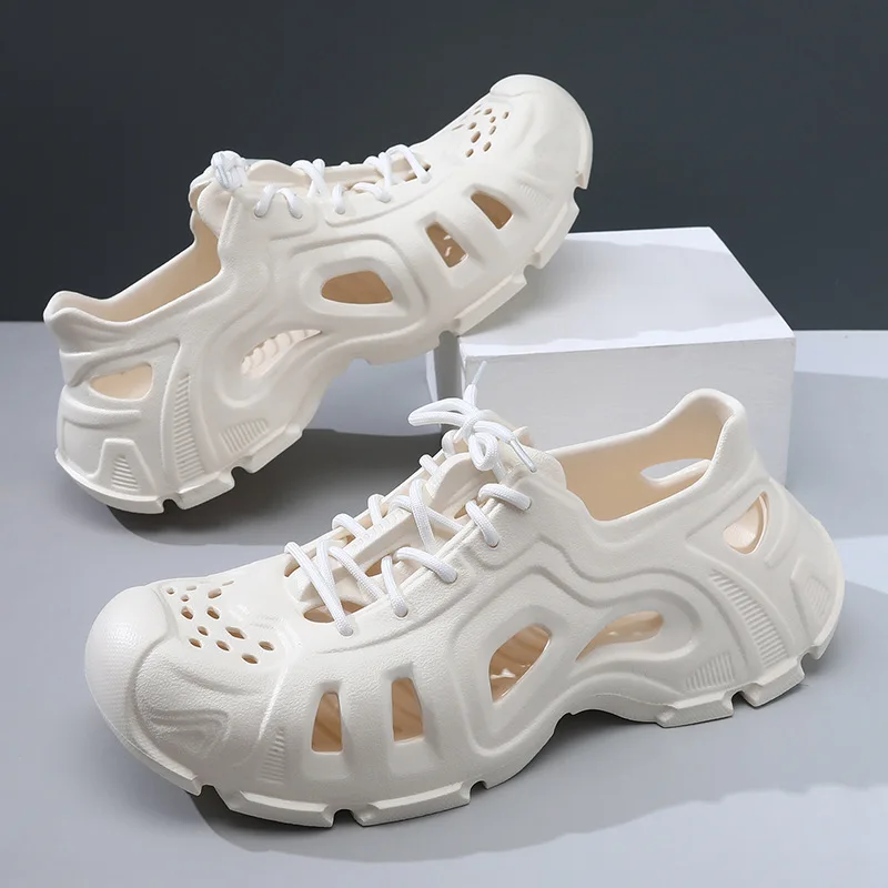 

Sport Men Sandals Men Hollow Out Water Shoes Outdoor Breathable Hiking Sandals Lightweight Lace-Up Couple Hole Hole Summer Shoes