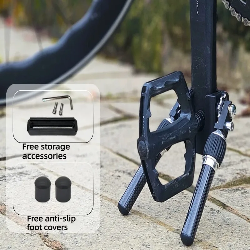 

Carbon Fiber Folding Mountain Bike Portable Footrest Lightweight Cycling Bicycle Kickstand Adjustable Stable Bicycle Parts