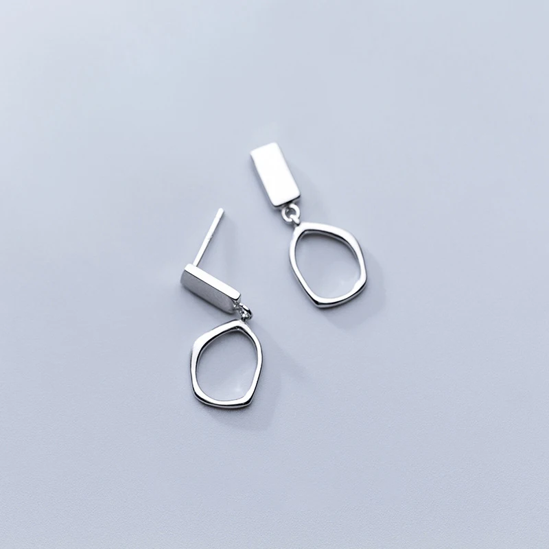 MODIAN Classic Irregular Oval Dangle Earring for Women Pure 925 Sterling Silver Simple Geometric Square Earring Fine Jewelry