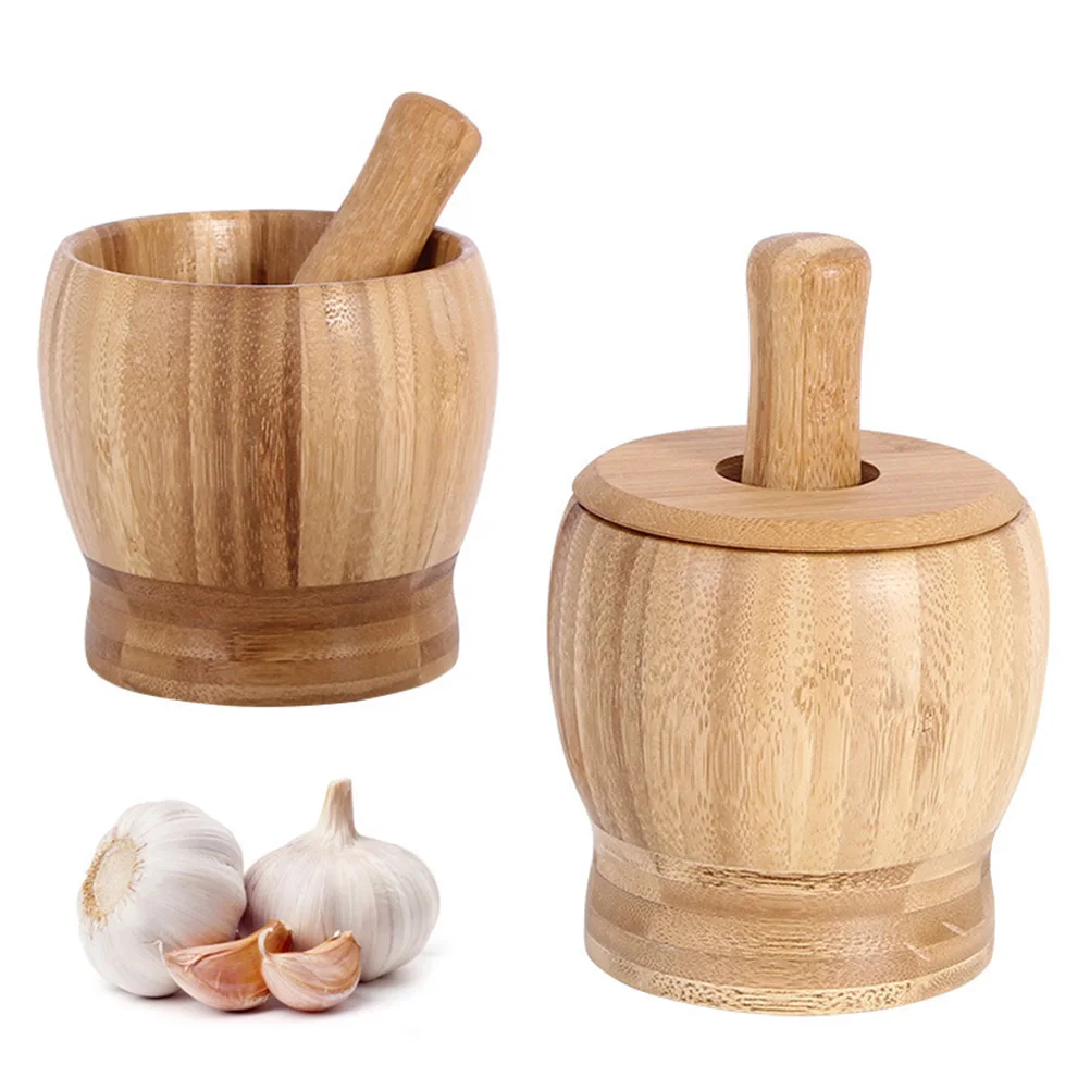 

Grinder with Cover Pestle Food Spice Masher Kitchen Accessories Garlic Press Pot Easy Clean Long Use Wide Application