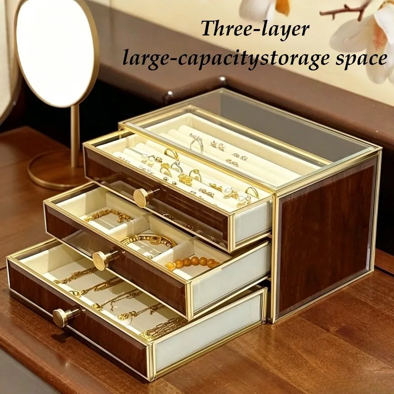 Large Capacity Jewelry Box Multifunctional Ring Storage Boxes Luxury Bracelet Organizer Case Portable Drawer Jewelry Gift Boxes