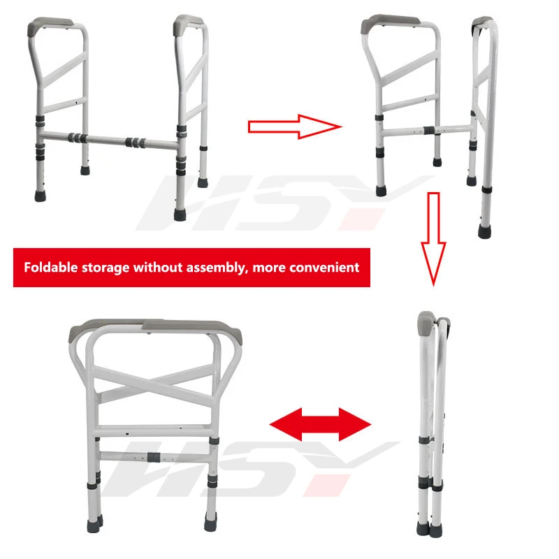 임산부를 위한 변기 안전 난간 랙, 노인 장애인 도움 스탠드업 프레임, 펀칭 없는 접이식 변기 팔걸이