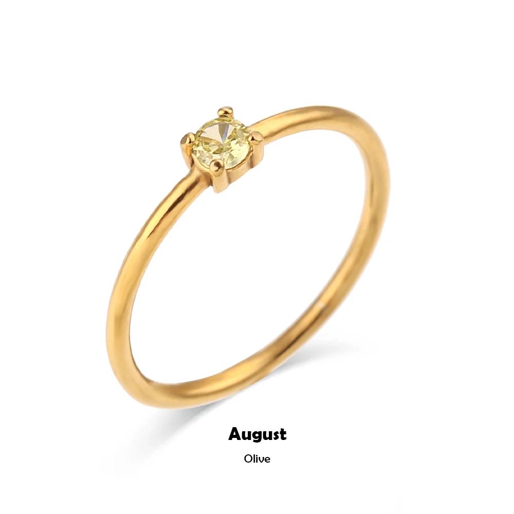 E.B.belle 12 Maanden Constellation CZ Geboortesteen Ringen Voor Vrouw Vergulde Rvs Zodiac Verjaardagscadeau Ring Sieraden
