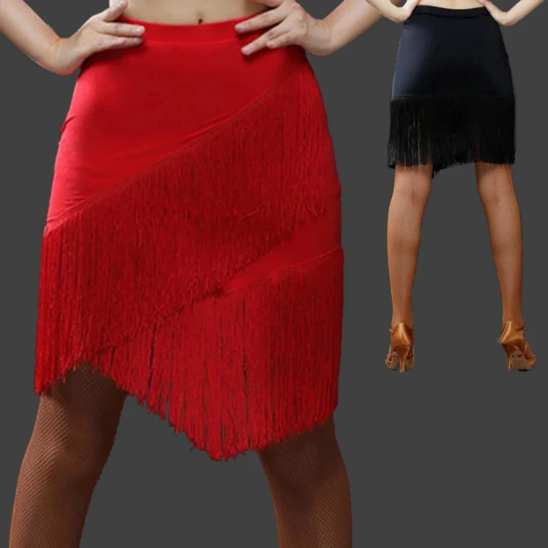 Adult Latin Dance Wear Fringe Bodycon Skirt Women's Cha-Cha Practice Wear Bottom Fringe Moves With Dance Steps Fits Waist&Hips