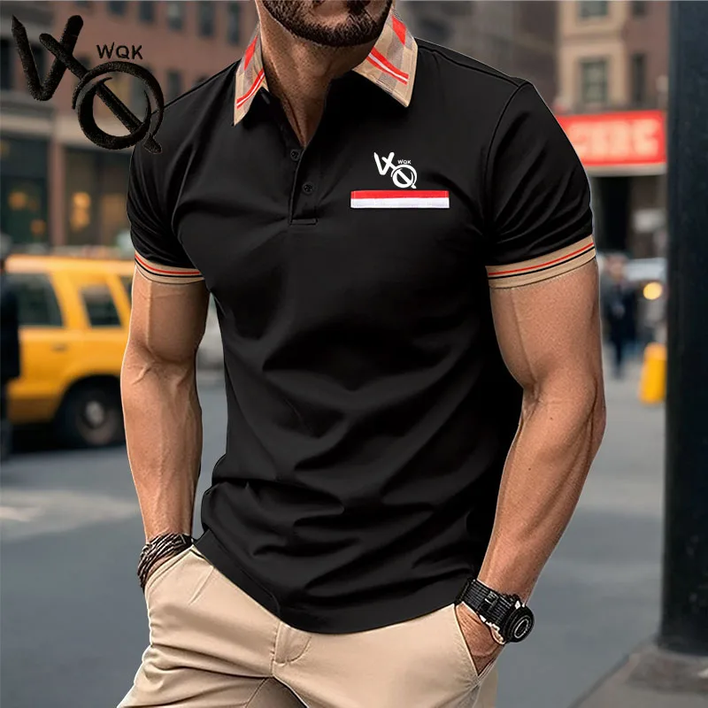 

Brand VQWQK Men's polo shirt simple design top European plus size camisa polo masculinos luxo