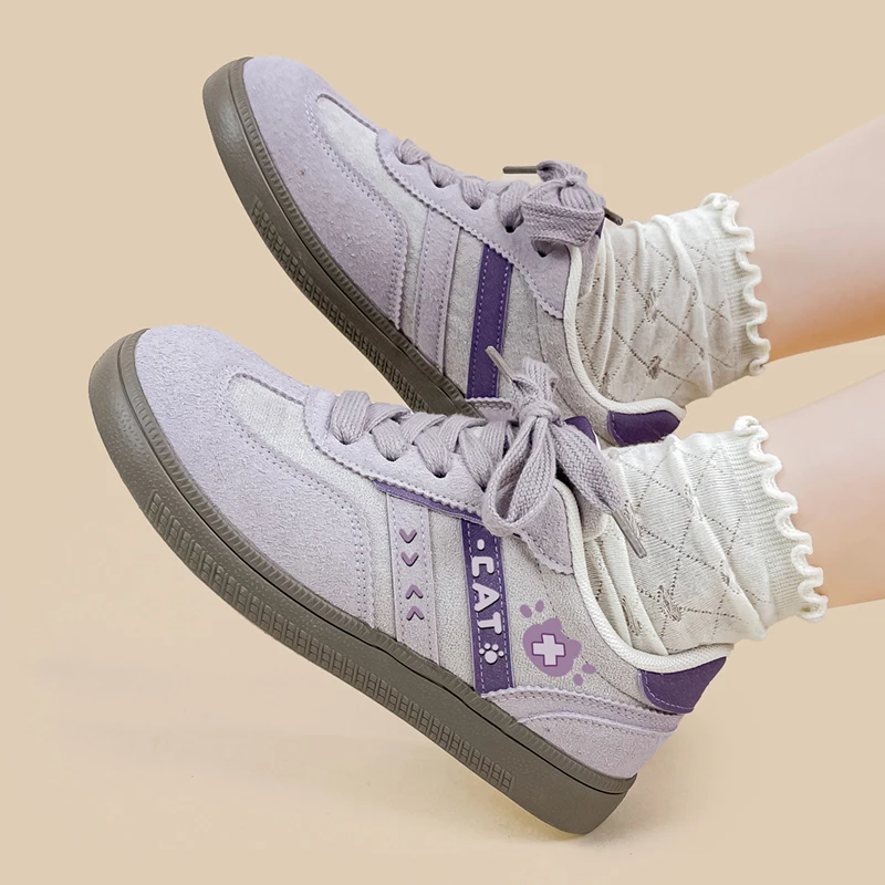 Amy and Michael Lovely Purple Flat Casual Sneakers for Girls Students Sports Shoes Tennis Female Women Skateboard Shoes Low Tops