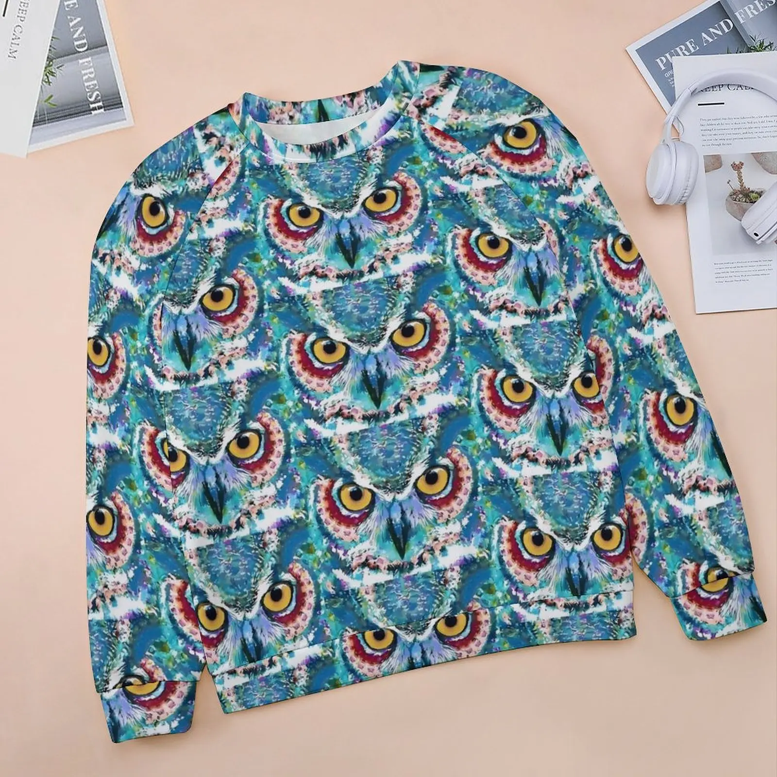 Colorful Bold Owl Art Hoodies Women Birds Print Street Fashion Casual Hoodie Long Sleeve Funny Graphic Clothing Large Size 3XL