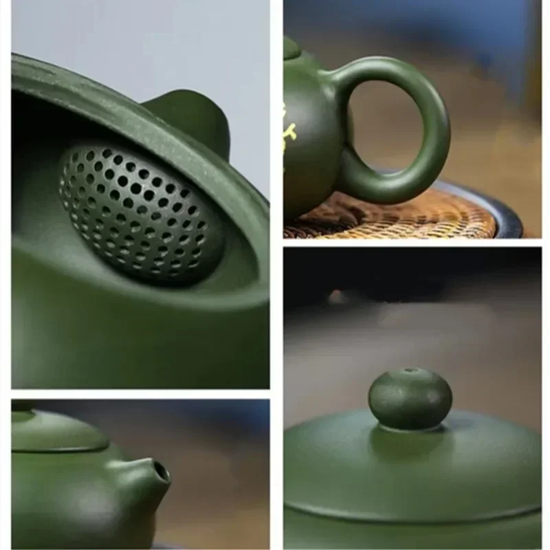 Nlslasi中国のYixing teapotパープルクレイフィルターxishiティーポット美容ケトル生の緑の粘土手作りお茶セット本物の170ml