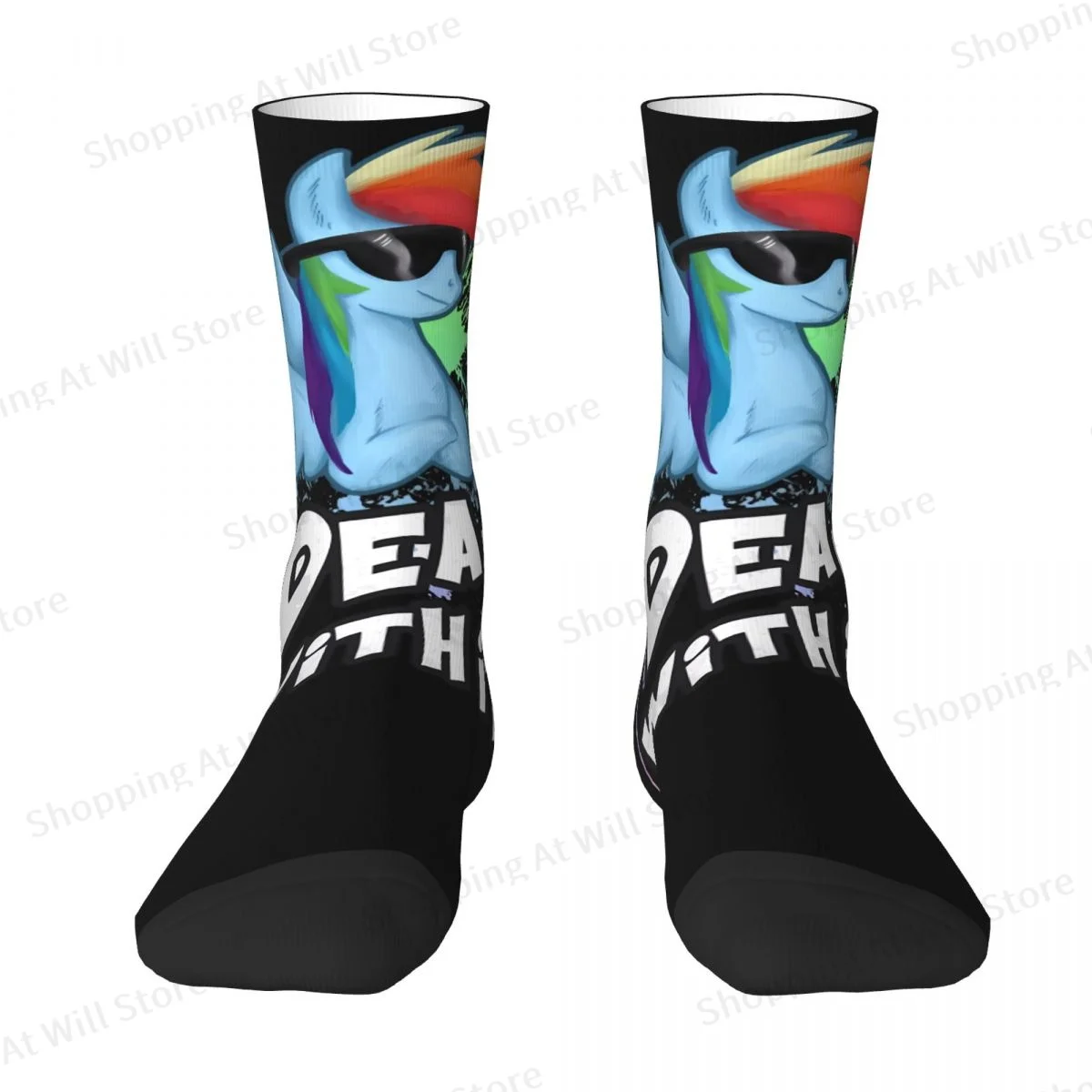 Mlp Rainbow Dash - Deal With It Men Women Happy Socks Windproof Novelty Spring Summer Autumn Winter Stockings Gift