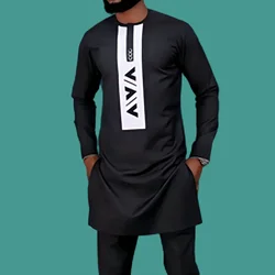 Ensemble 2 pièces kaftan imprimé Kuanda pour hommes, smoking ethnique africain, olympiques de mariage décontractés, vêtements traditionnels