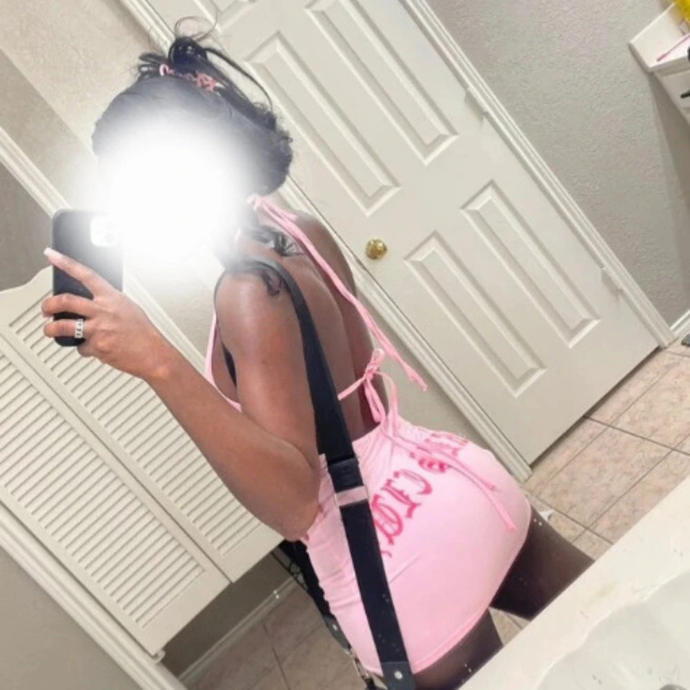 American-Style Sexy Summer New Sleeveless Halter Lace-up Letter Printing Stylish Sexy Big Backless Dress for Women Yabi retro st