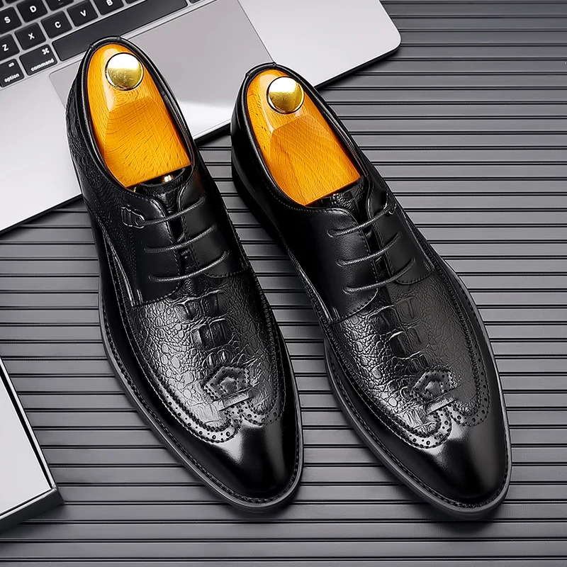 

High End Brand Men's Genuine Leather Shoes Men's Formal Business Shoes Men's Wedding Shoes British Style Men's Casual Shoes