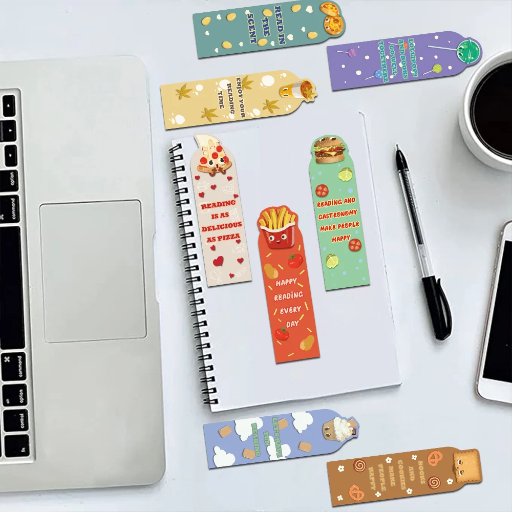 30pcs Cartoon Cute Food Bookmark Reading Pages Books Tagging DIY Decorative Material Students Creative Gifts Aesthetic Bookmark