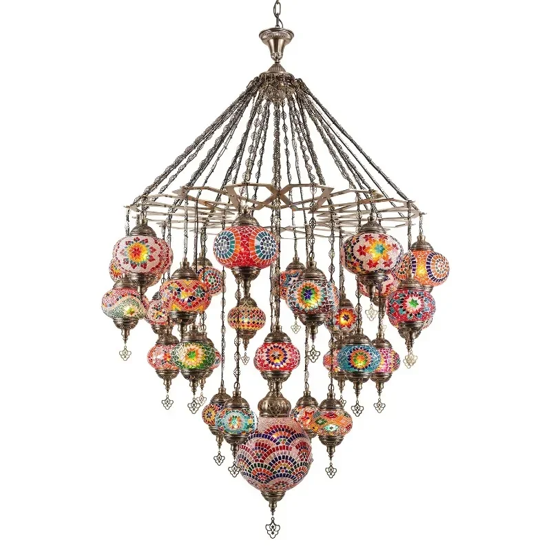 Engineering chandelier, ethnic style handmade glass colored cafe hotel hotel lobby chandelier