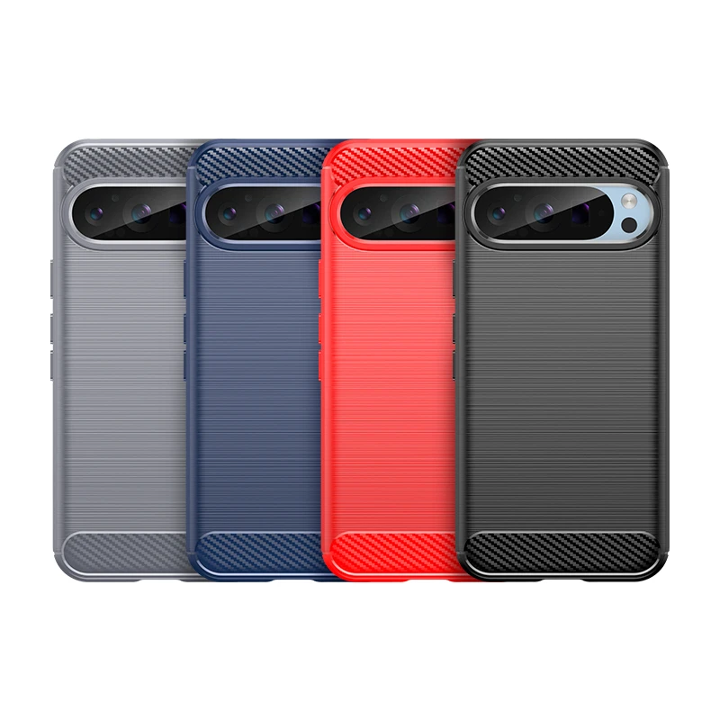 For Google Pixel 9 Pro XL Case Cover Google Pixel 9 Capas New Back Shockproof Soft TPU Carbon Fiber Fandas Pixel9 Pixel 9 Pro XL