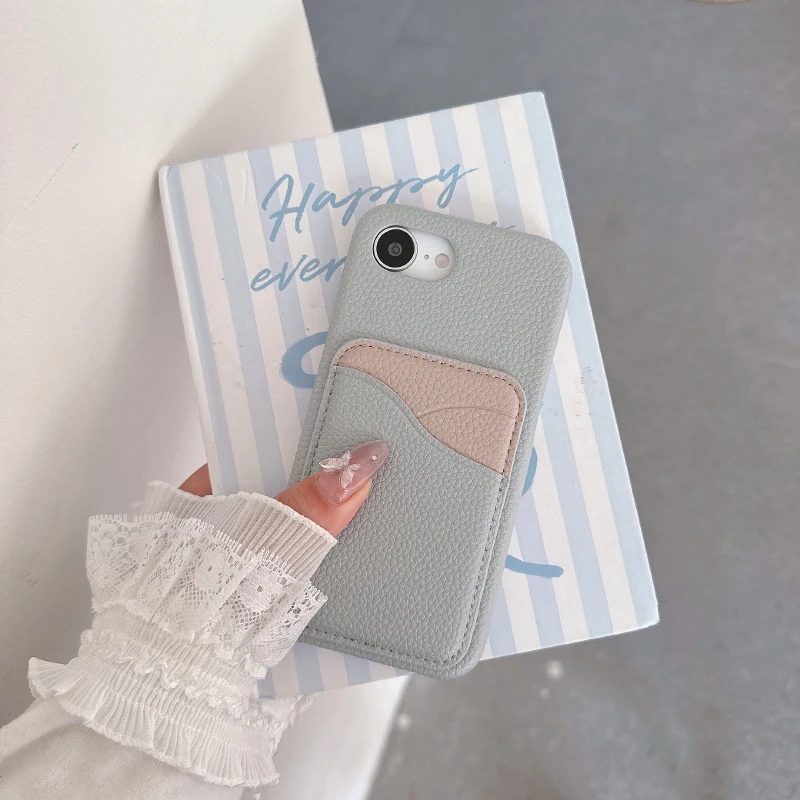Luxuriöse Farbkollisions-Leder-S-förmige Brieftasche, Kartensteckplatz, Stoßstangen-Telefonhülle für iPhone 16 Pro Max E 14 11 12 13 15 Pro Max Mini