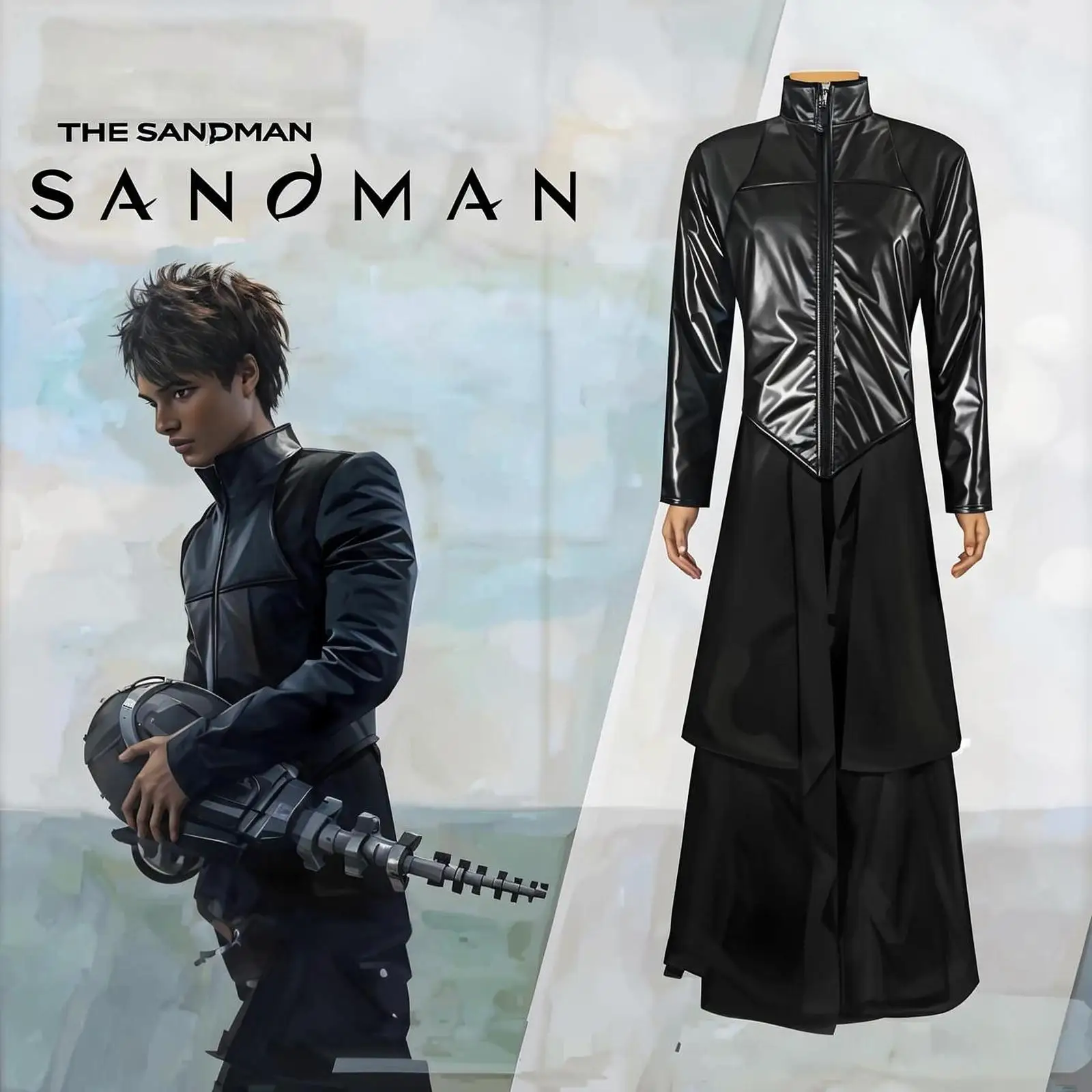 

Movie The Sandmaning Dream Cosplay Costume Gothic Long Jacket With Dress Fantasy Adult Men Halloween Carnival Party Suit