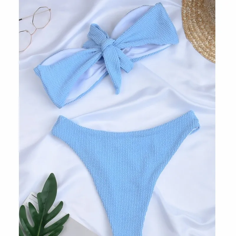 NewbikiniTwo-Piece Swimsuit Sexy Solid Color Strapless Bikini