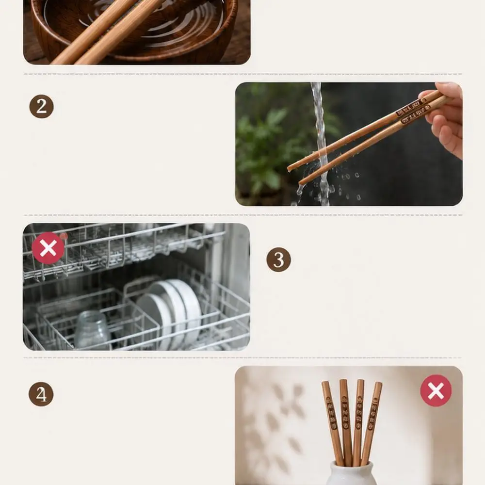 Elegant Carbonized Bamboo Chopsticks Eco Friendly Dining Tableware Mold Proof Kitchen Supplies Safe For Family Kitchen Cooking