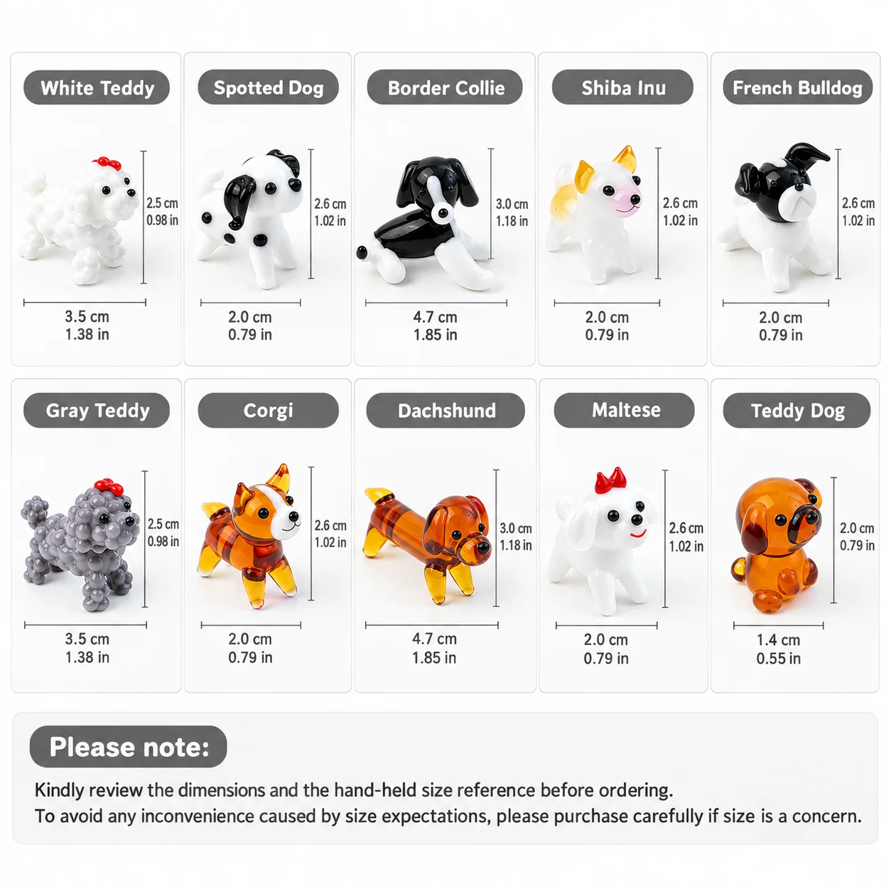 10pcs Mini Glass Puppy Figurines Handmade Cartoon Dog Statues Teddy Corgi Micro Landscape Desktop Decor Gift