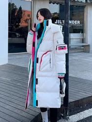 Glossy Parka Snow Coat Women's 2024 Fashion Thicken Winter Hooded Loose Long Jacket Female Windproof Rainproof Warm Outwear