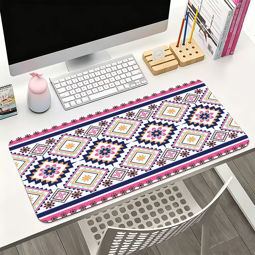 Ethnic Geometric Pattern Mouse Pad For Office Gaming And Keyboards Non-Slip Large Waterproof