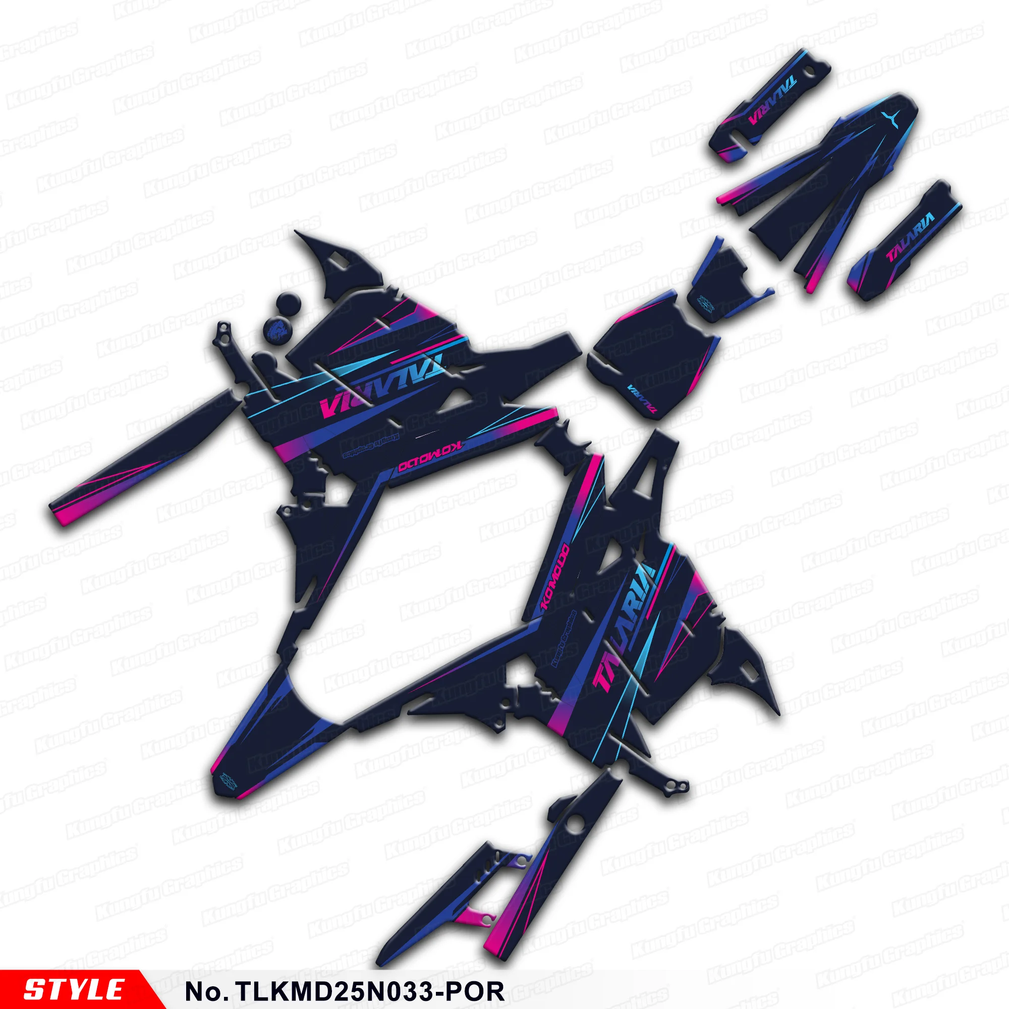 

JY RACING MX Stickers Enduro Vinyl Decal for TALARIA KOMODO, Rebuilding, Style No.TLKMD25N033-POR