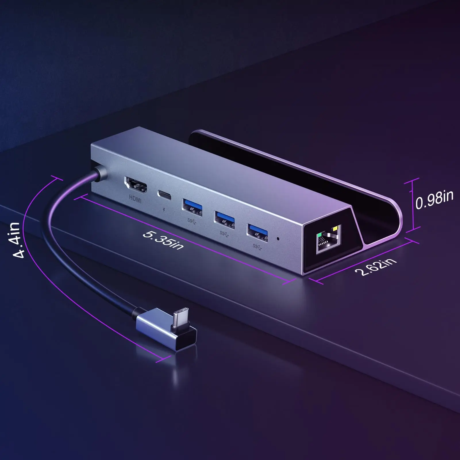 ドッキングステーション,スチームデッキ用,HDMI 2.0,rj45イーサネットネットワーク,USB 2.0, 100W充電器,USB-Cポート,スチームデッキと互換性あり,6 in 1