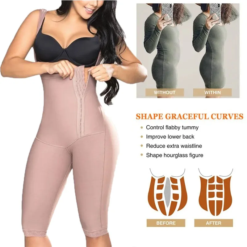 Women High Compression Slimming Girdle Long Pants Daily Sports Butt Lifter Flat Belly Body Shaper Side Zipper Shapewear