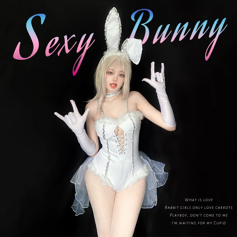 Sexy Kaninchen Kostüm Set Halloween Nachtclub Bar Damen Sle Dance Le Rabbit Outfit orm Set Trendy Ethnische Bühnenkostüm