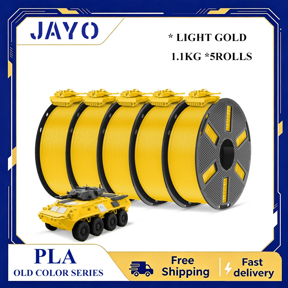 JAYO PLA Filament 5 Rollen 3D-Drucker Filament PLA 1,75mm Passend für die meisten FDM 3D-Drucker Wiederverwendbare Spule mit 3D-Filament-Nachfüllungen 1,1KG/Rolle